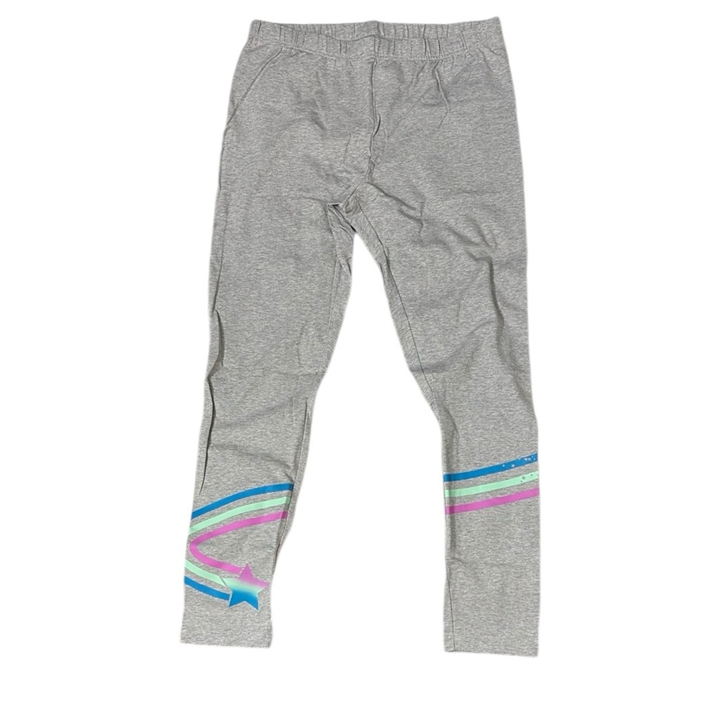 New In Packaging Lands End Youth Girls 16+ Size Grey Sparkle Star Cotton Legging